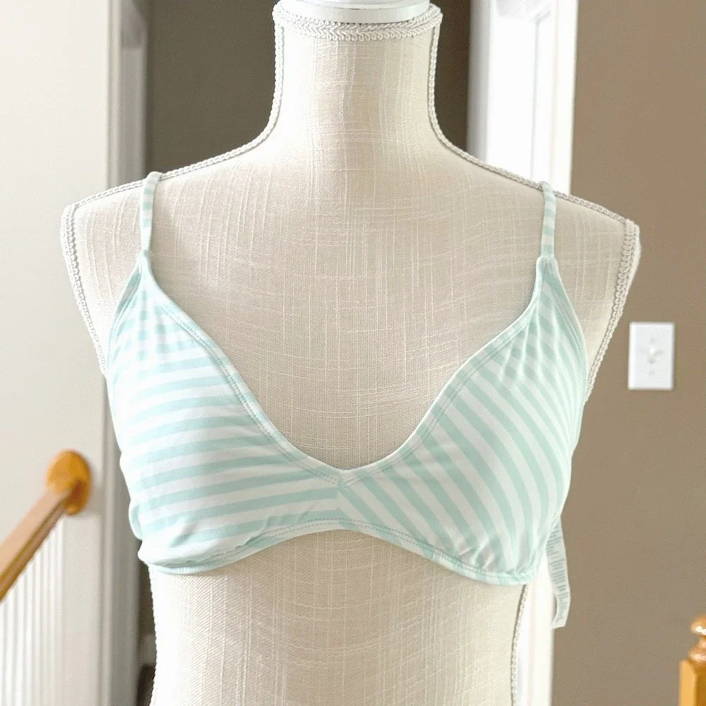 Carve Designs‎ Tamarindo Swim Top Regatta Mint Green White Striped XL